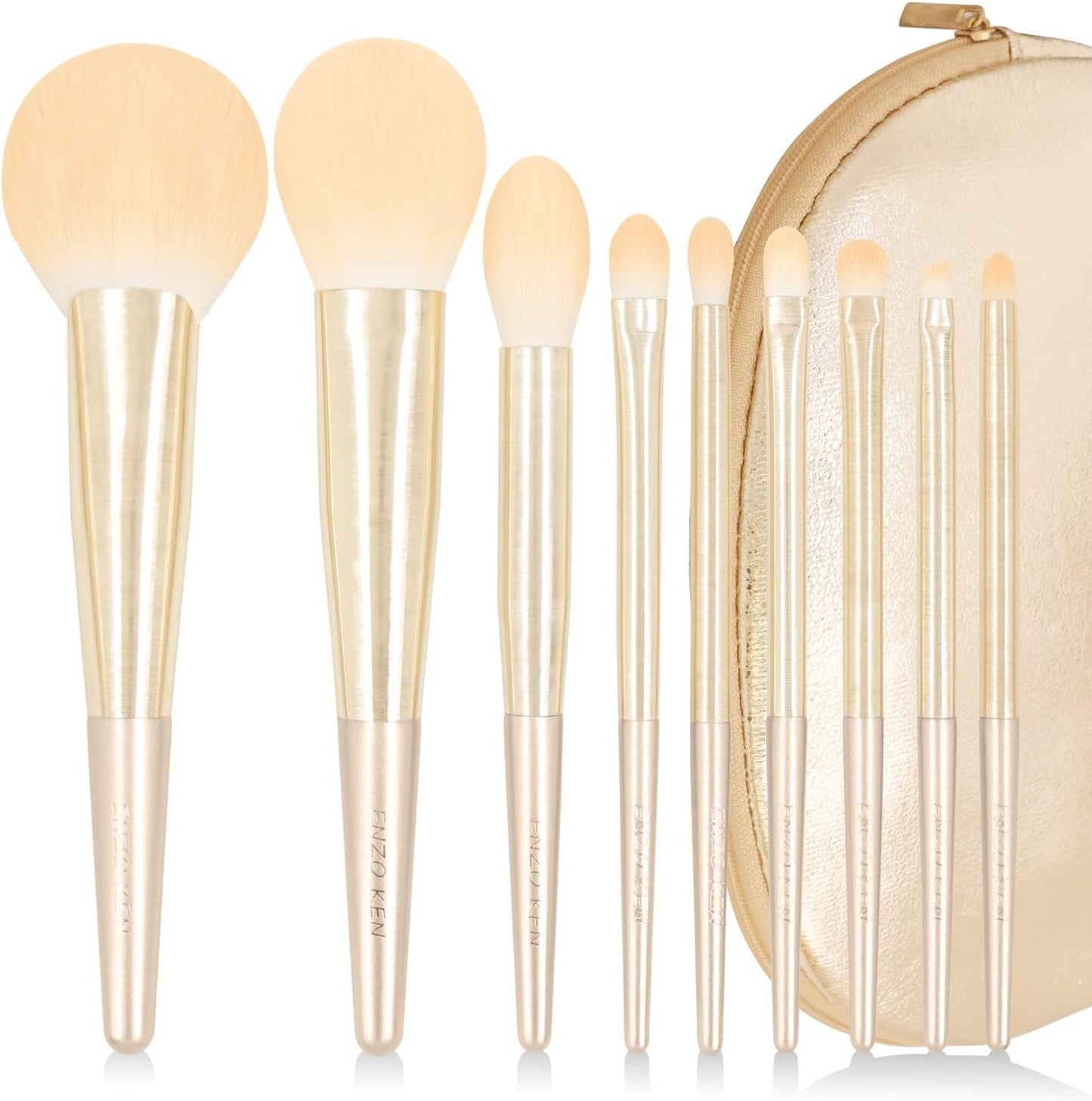 Natural Hair Makeup Brush Set Professional, Fox Hair Makeup Brushes Set with Case, Gold Cosmetic Brushes Makeup Set, Natural Makeup Brushes, Natural Hair Make up Brushes Set Professional.