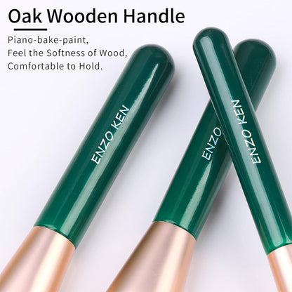 Natural Fiber & Goat Hair Makeup Brush Set Professional, Combined Hair Makeup Brushes Set with Case, Green Cosmetic Brushes Makeup Set, Natural Makeup Brushes, Natural Bristle Makeup Brushes.