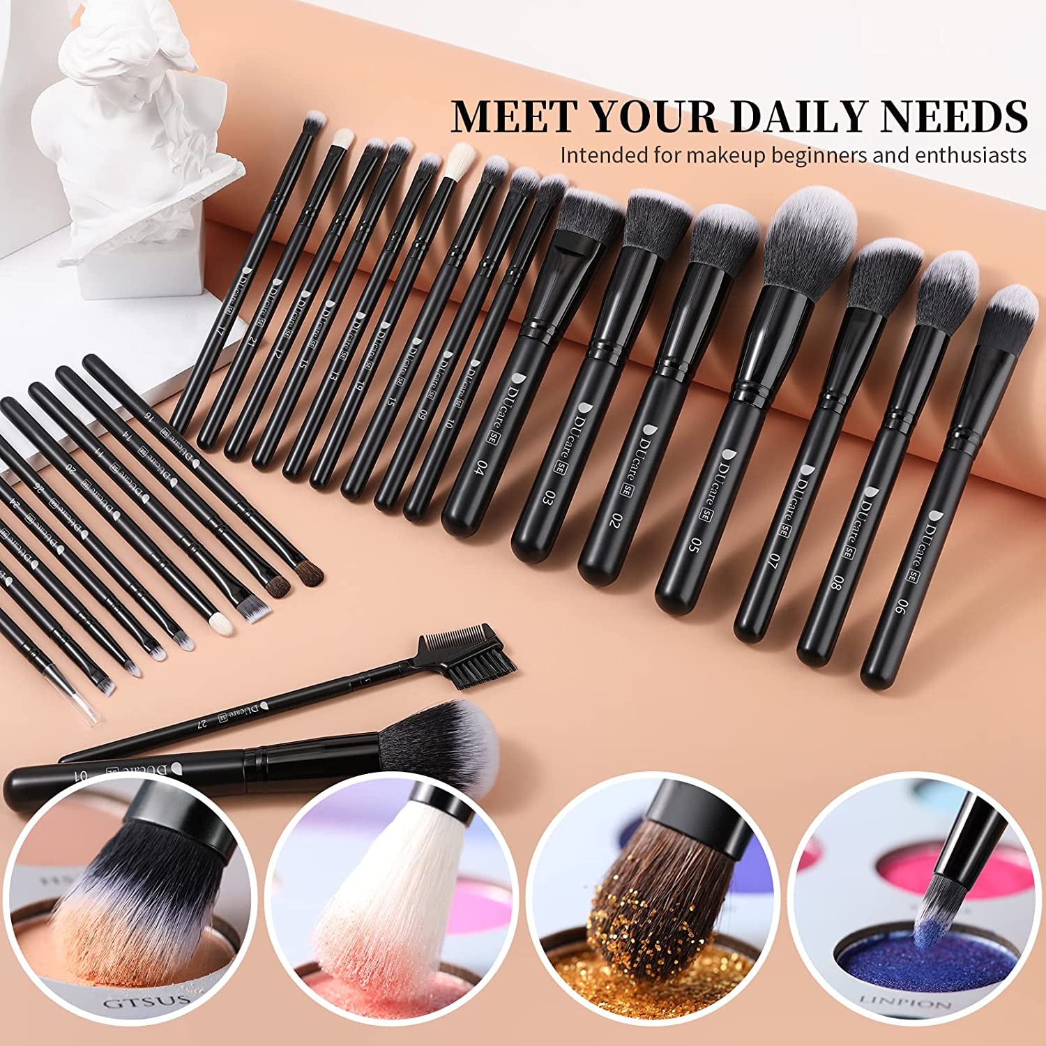 Makeup Brushes 27Pcs Professional Makeup Brush Set Premium Synthetic Goat Pony Hair Foundation Eye Blending Face Make up Brush Kit
