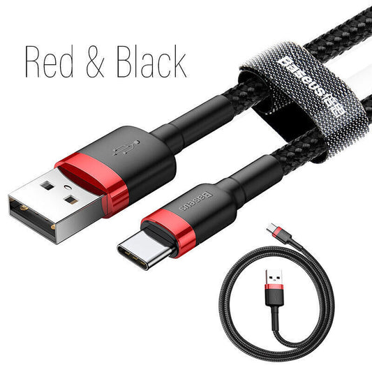 Baseus USB to Type C Charging Cable 3A Fast Charge Data Cord Huawei Compatible