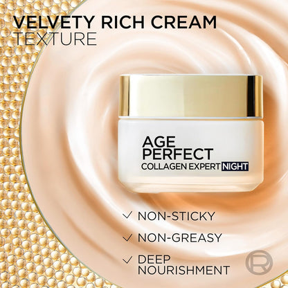 L'Oréal Paris Age Perfect Hydrating Night Cream for Mature Skin, with Soya Bean Extract and Melan