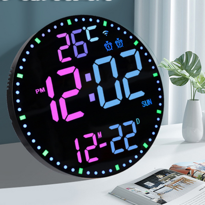 Bamboo Wood LED Digital Wall Clock with Remote Control Teemdrop