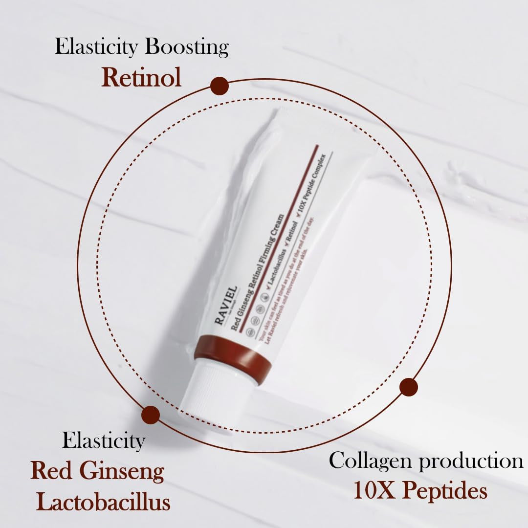 Red Ginseng Retinol Firming Face Cream 50Ml – Anti-Aging Moisturiser, Collagen Boost, Wrinkle Care, Skin Tightening, Hydrating, Brightening, Korean Skincare for Women (1.7 Fl Oz)