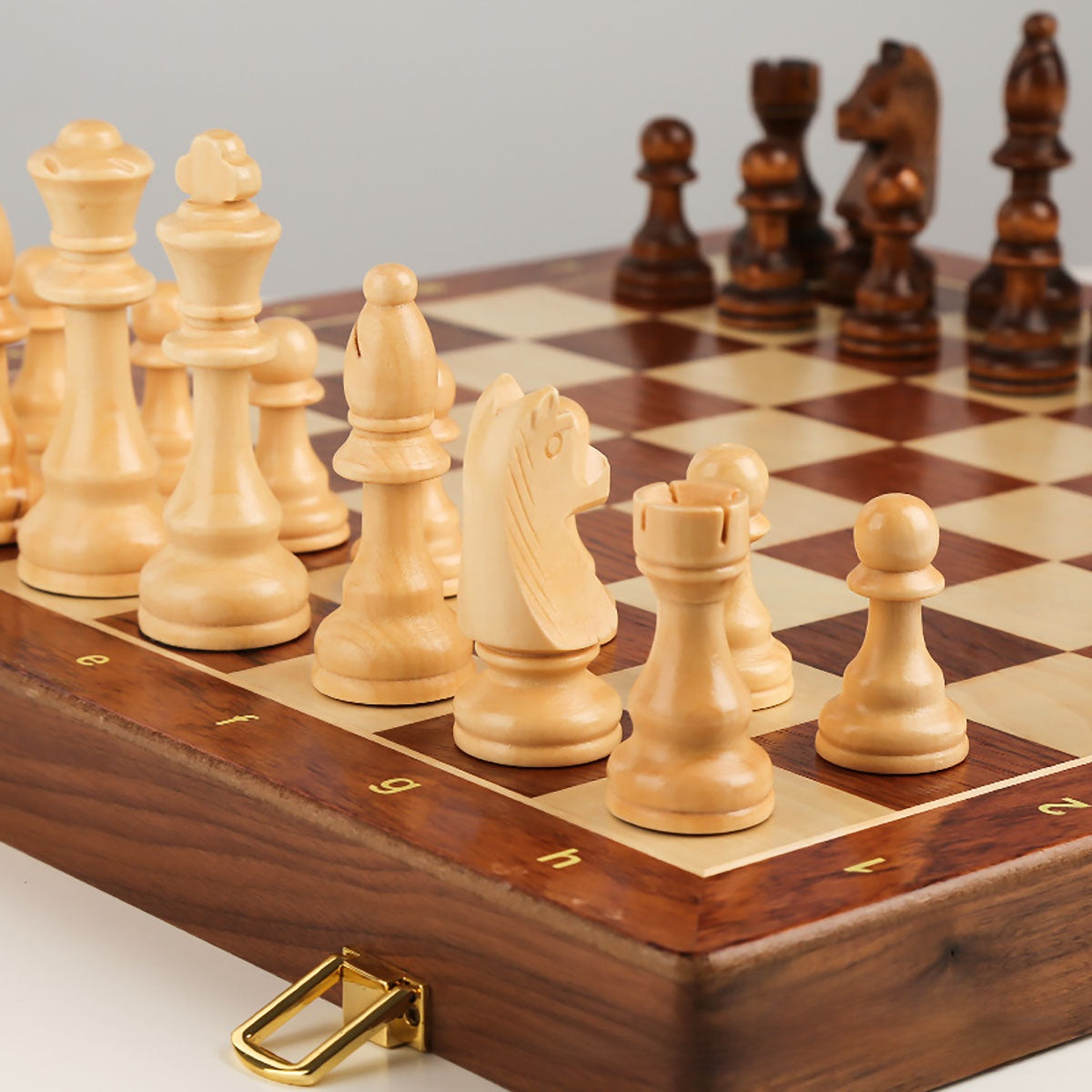 Wooden Foldable Chess Set with Large Board Teemdrop