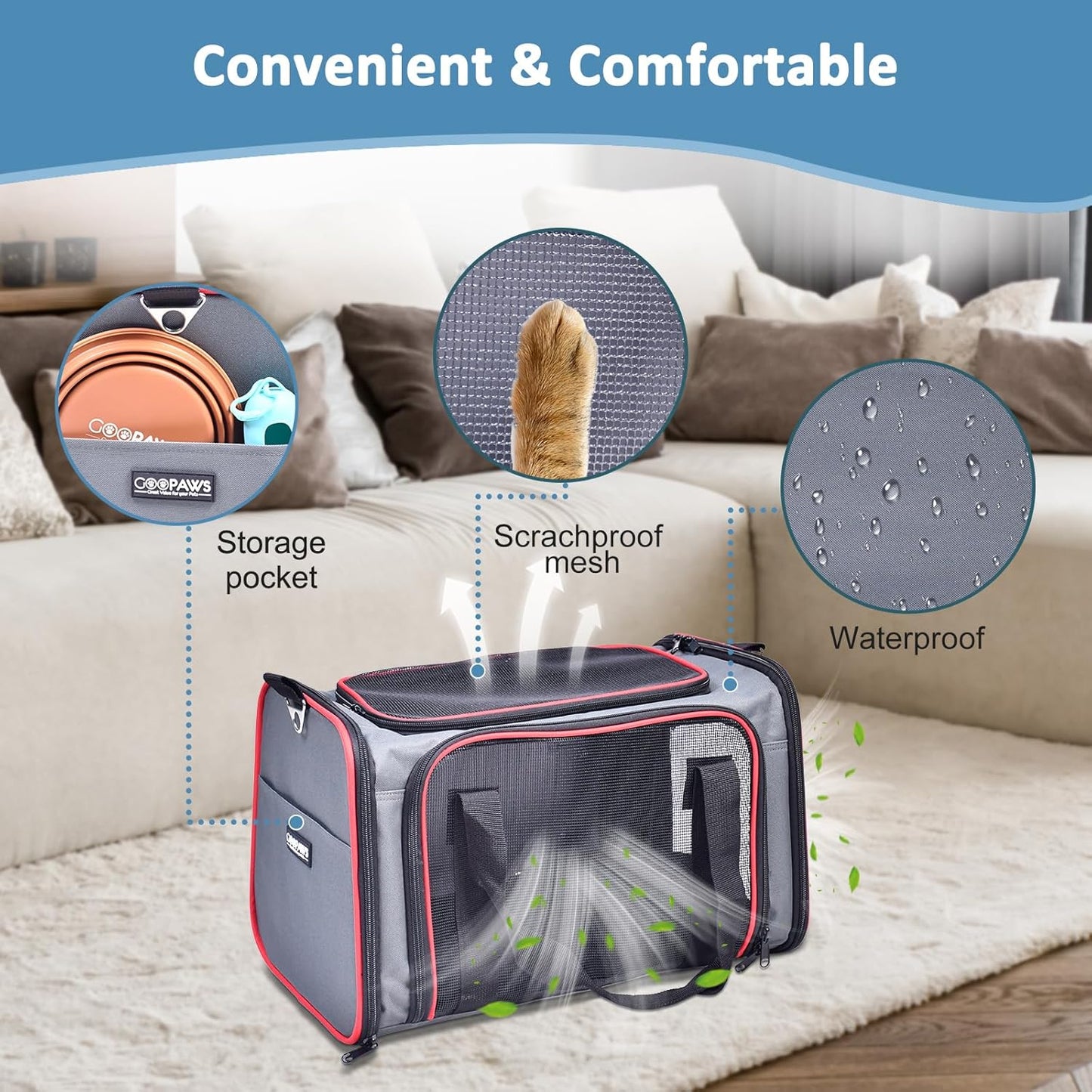 Soft-Sided Pet Travel Carrier, Airline Approved Cat Carriers Dog Carrier Collapsible, Durable, Top Loading, Car Seat for Dogs and Cats and Small Medium Animal, 17"