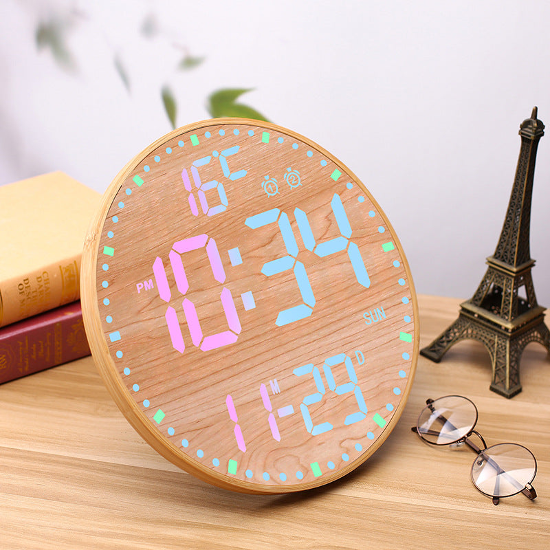 Bamboo Wood LED Digital Wall Clock with Remote Control Teemdrop