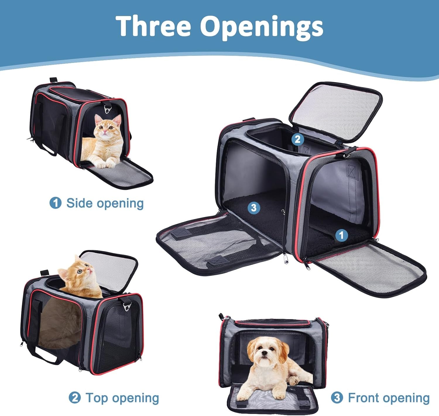 Soft-Sided Pet Travel Carrier, Airline Approved Cat Carriers Dog Carrier Collapsible, Durable, Top Loading, Car Seat for Dogs and Cats and Small Medium Animal, 17"