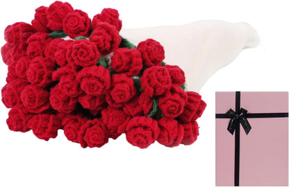 Red Rose Crochet Flower Bouquet Blanket Handmade Gift