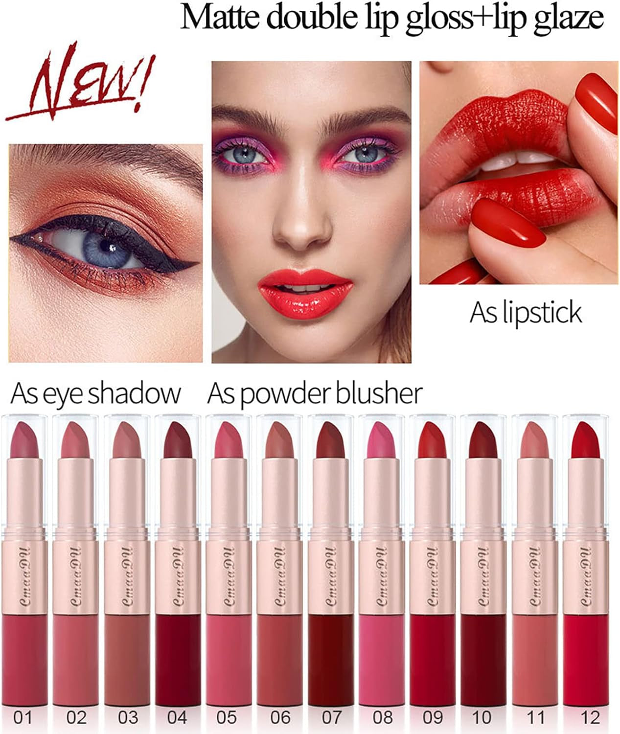 2 in 1 Lipstick Set 6Pcs Matte Nude Liquid Lipstick Non-Stick Long Lasting Lip Gloss Kit High Shine for Fuller Looking Lips, Pigmented Lip Makeup Gift Sets for Girls and Women(B)