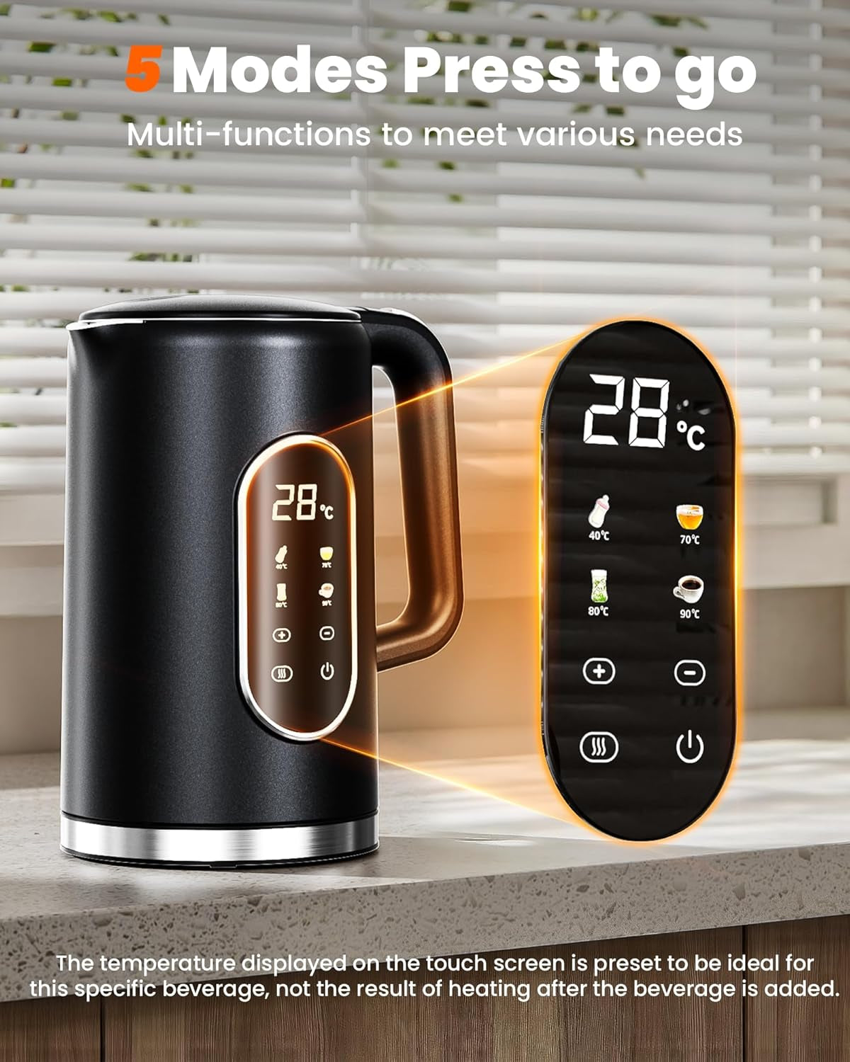 Electric Kettle, Stainless Steel Kettle Temperature Control